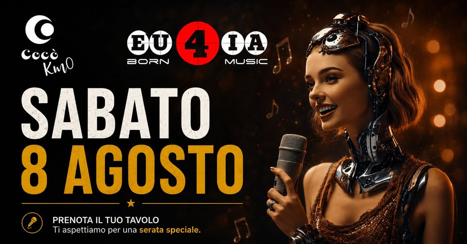 Evento Karaoke D’estate @Eu4Ia Cocò Km0 Sabato 08 Agosto Locandina Karaoke D’estate @Eu4Ia Cocò Km0 Sabato 08 Agosto - sabato 8 agosto ore 19:00 - 21:00