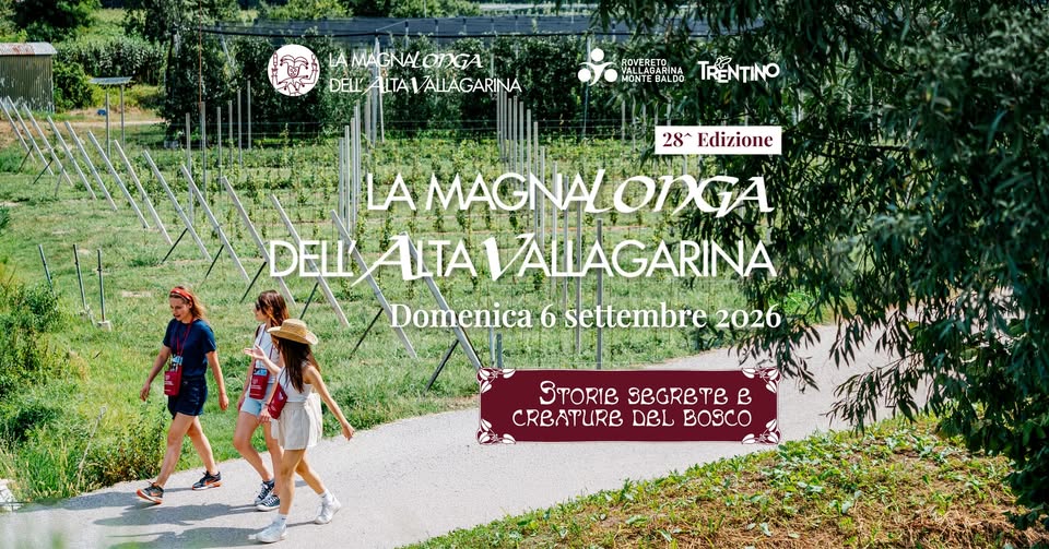 Evento La Magnalonga dell’Alta Vallagarina Domenica 6 settembre 2026 Locandina La Magnalonga dell’Alta Vallagarina Domenica 6 settembre 2026 - domenica 6 settembre ore 09:30 - 11:30
