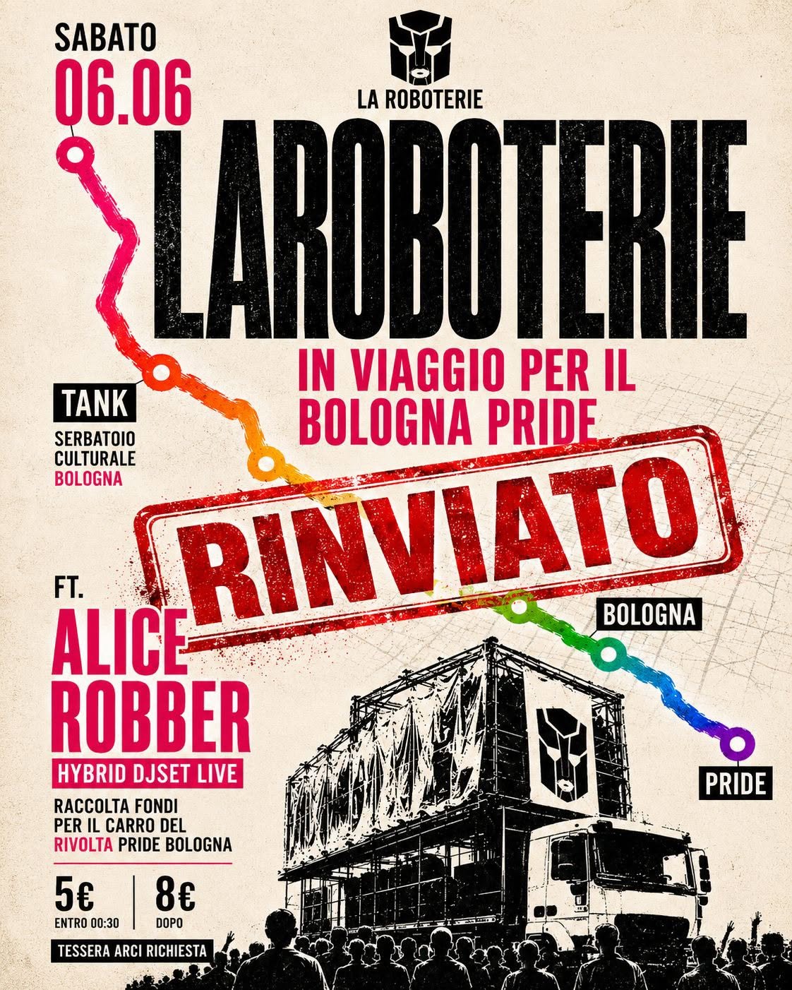 Evento LAROBOTERIE – in Viaggio per il Rivolta Pride Locandina LAROBOTERIE – in Viaggio per il Rivolta Pride - sabato 6 giugno ore 23:00 - 01:00