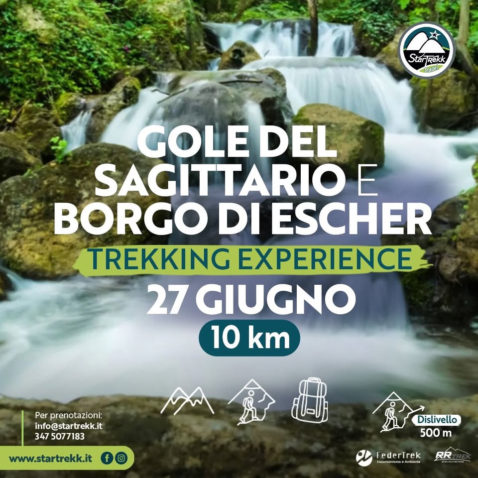 Evento Le Gole Del Sagittario E Il Borgo Di Escher Locandina Le Gole Del Sagittario E Il Borgo Di Escher - sabato 27 giugno ore 09:00 - 11:00
