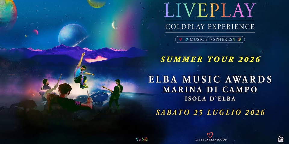 Evento LIVEPLAY – COLDPLAY Experience @Elba Music Awards Isola d’Elba (LI) Locandina LIVEPLAY – COLDPLAY Experience @Elba Music Awards Isola d’Elba (LI) - sabato 25 luglio ore 21:00 - 23:00