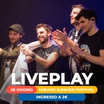Liveplay | Mirano Summer Festival Potrebbe essere un'immagine raffigurante televisione e il seguente testo "LIVEPLAY 26 GIUGNO MIRANO SUMMER FESTIVAL INGRESSO A 2 MIRANO SUMMER FESTIVAL FEST"