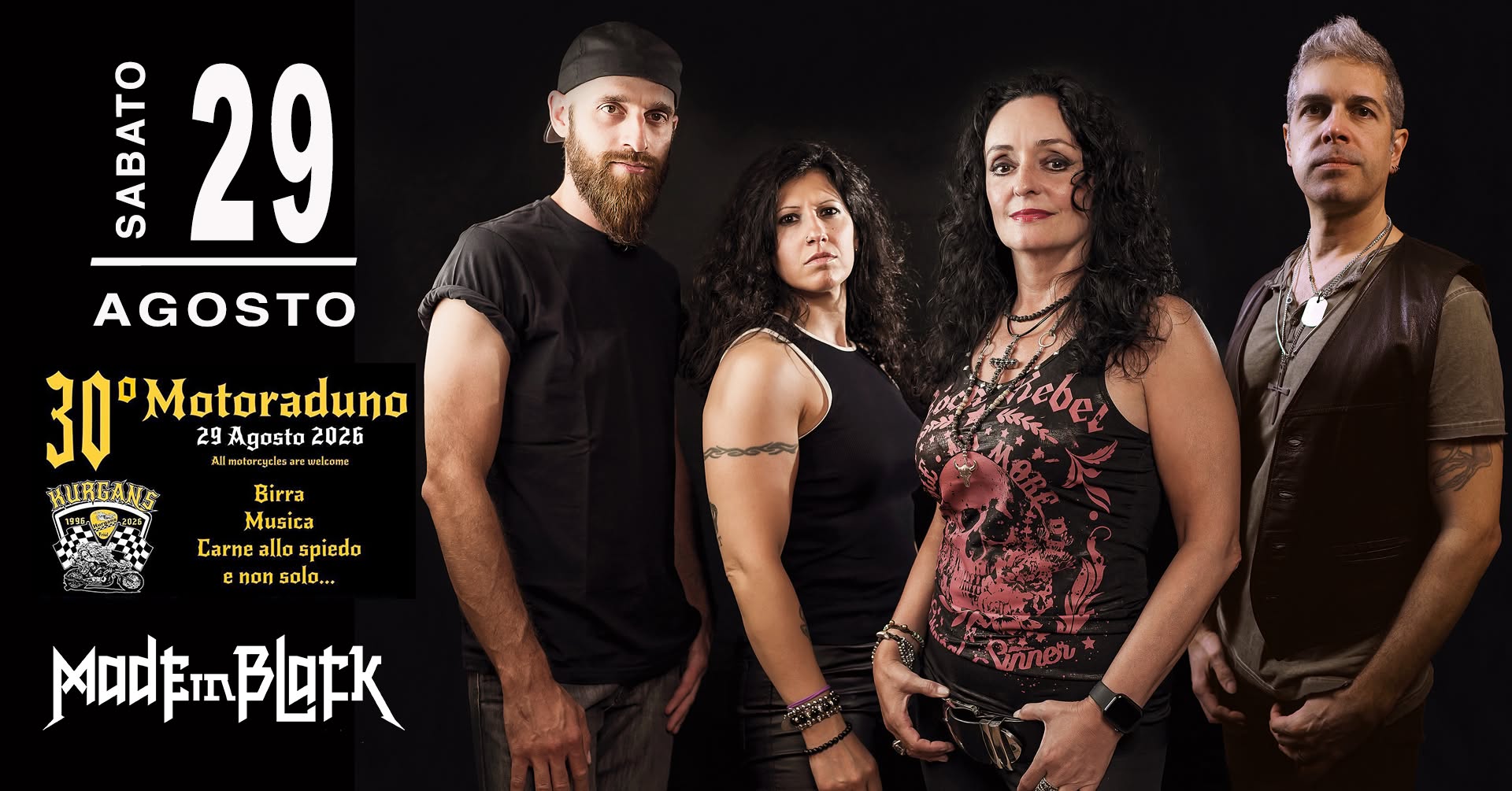 Evento Made In Black – 30′ Motoraduno Kurgans – San Quirino (Pn) Locandina Made In Black – 30′ Motoraduno Kurgans – San Quirino (Pn) - sabato 29 agosto ore 21:00 - 23:00