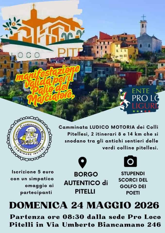 Evento Marcia dei colli Pitellesi 2026 Locandina Marcia dei colli Pitellesi 2026 - domenica 24 maggio ore 08:30 - 12:30