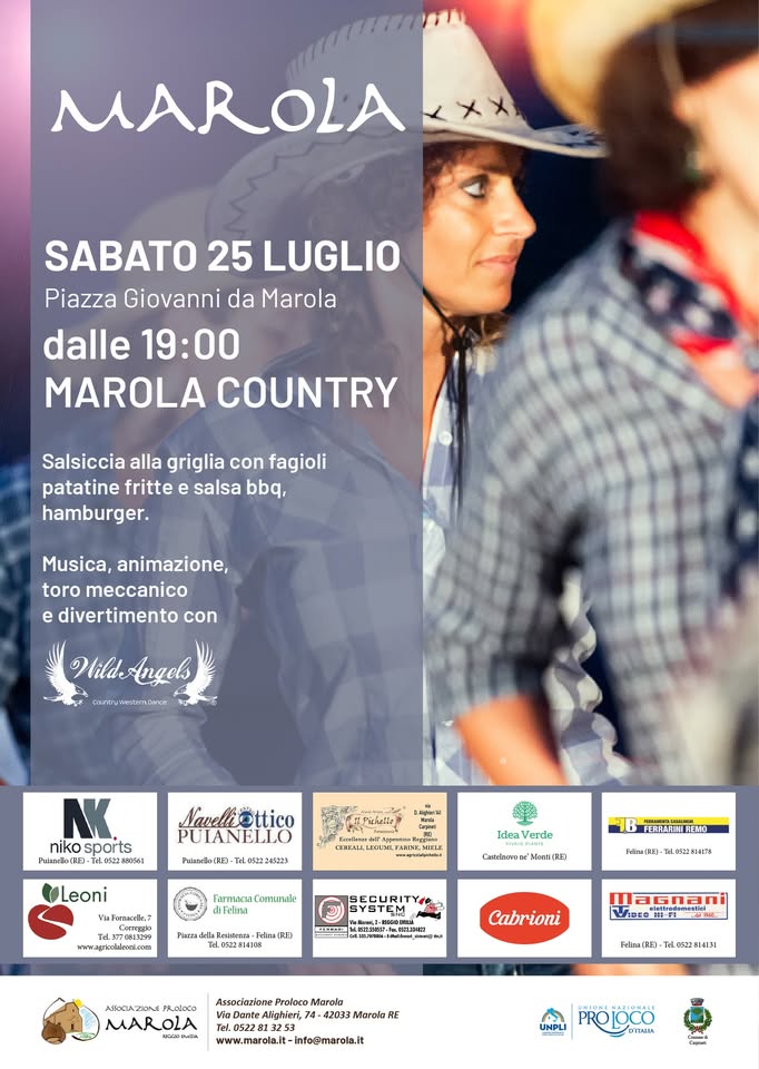 Evento Marola country Locandina Marola country - sabato 25 luglio ore 19:00 - 21:00