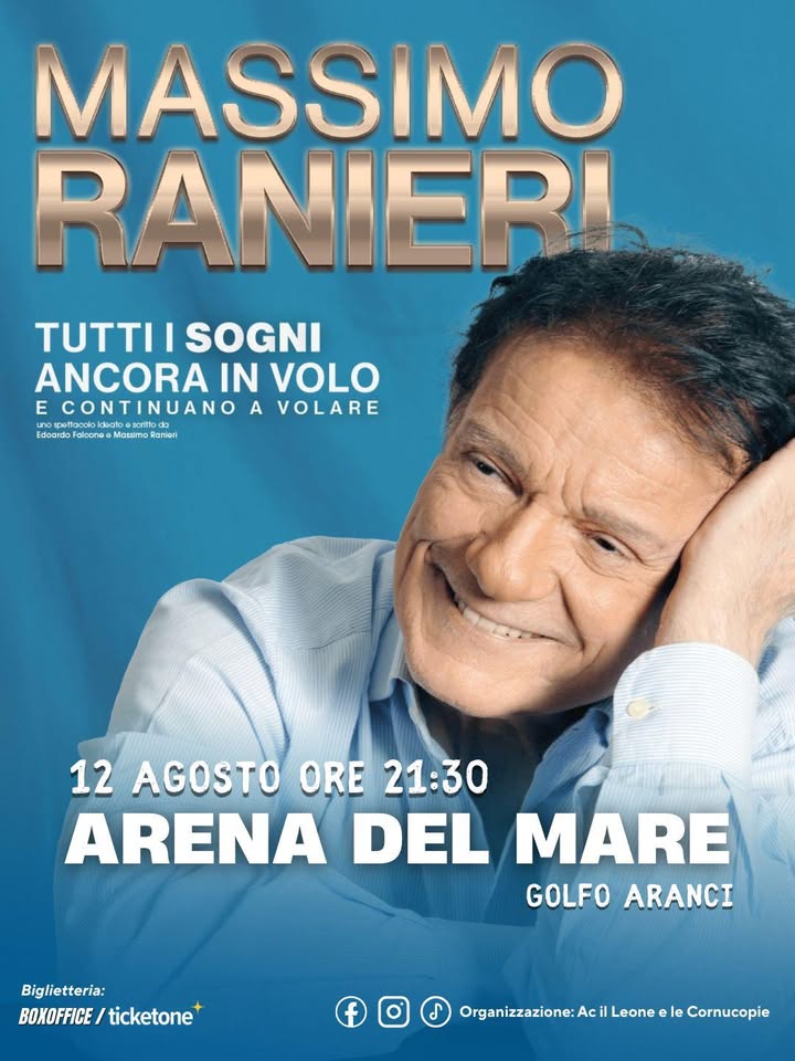 Evento Massimo Ranieri A Golfo Aranci Locandina Massimo Ranieri A Golfo Aranci - mercoledì 12 agosto ore 21:30 - 23:30