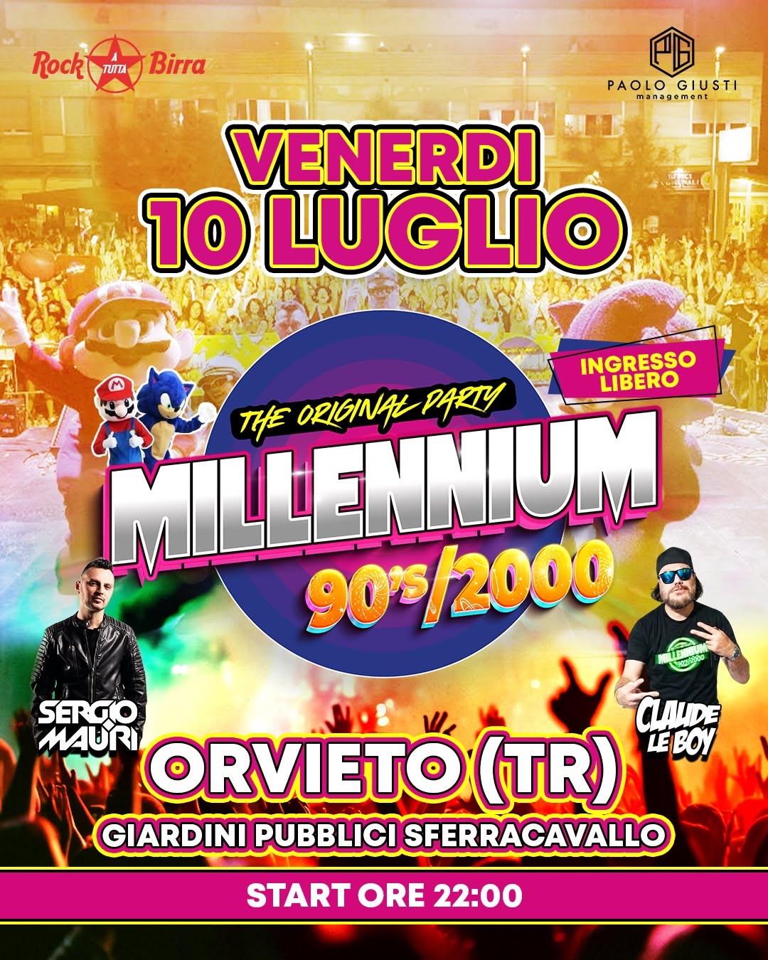 Evento Millennium 90/2000 – Giardini Pubblici Sferracavallo – Orvieto (TR) Locandina Millennium 90/2000 – Giardini Pubblici Sferracavallo – Orvieto (TR) - venerdì 10 luglio ore 22:00 - 00:00