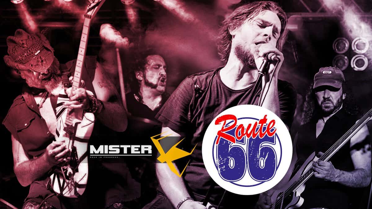 Mister X @ Route 66 Potrebbe essere un'immagine raffigurante chitarra e il seguente testo "ン7 Route MISTER ج 56"