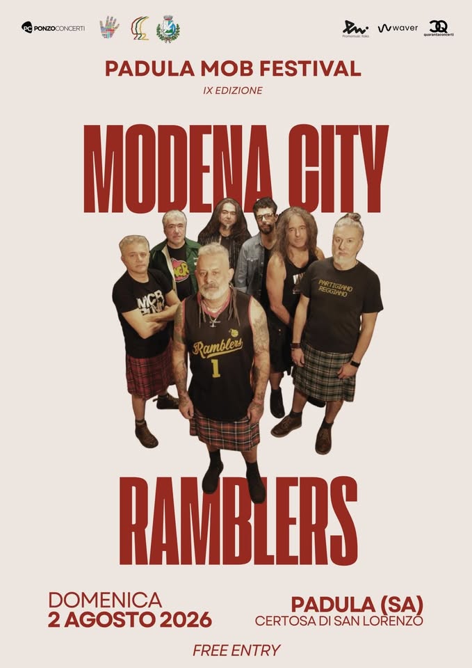 Evento Modena City Ramblers – Certosa Di San Lorenzo Padula (Sa) – Dom. 02/08/2026 Locandina Modena City Ramblers – Certosa Di San Lorenzo Padula (Sa) – Dom. 02/08/2026 - domenica 2 agosto ore 22:00 - 00:00