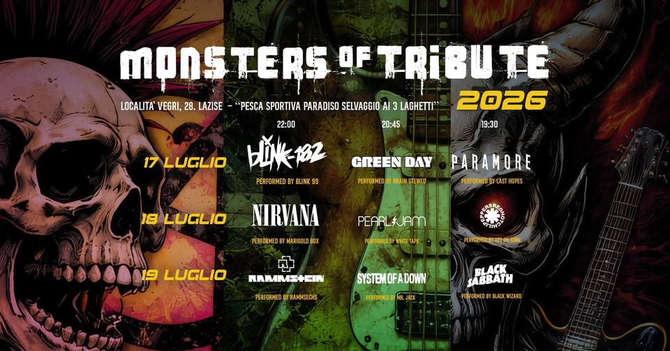 Evento Monsters Of Tribute 2026 Locandina Monsters Of Tribute 2026 - venerdì 17 luglio ore 17:00 - 19:00