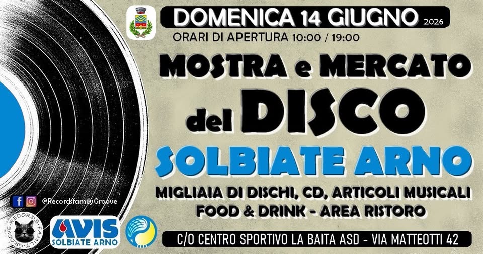 Evento Mostra E Mercato Del Disco – Solbiate Arno Locandina Mostra E Mercato Del Disco – Solbiate Arno - domenica 14 giugno ore 10:00 - 19:00