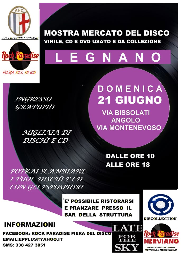 Evento Mostra Mercato Del Disco E Cd Per Hobbisti Domenica 21 Giugno, Legnano (Mi) Locandina Mostra Mercato Del Disco E Cd Per Hobbisti Domenica 21 Giugno, Legnano (Mi) - domenica 21 giugno ore 10:00 - 18:00