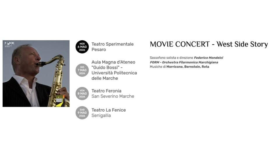 Evento Movie Concert – West Side Story Locandina Movie Concert – West Side Story - sabato 9 maggio ore 21:00 - 23:00