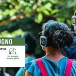 Narrando Castelnuovo. La bandiera di Oliosi Potrebbe essere un'immagine raffigurante una o più persone e il seguente testo "DOM 21 GIUGNO Narrando Castelnuovo La bandiera di Oliosi 18.00 20.00 よ 小 Un viaggio sonoro 3D"