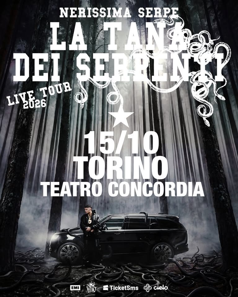 Evento Nerissima Serpe – La Tana Del Serpente Live Tour 2026 Locandina Nerissima Serpe – La Tana Del Serpente Live Tour 2026 - giovedì 15 ottobre ore 21:00 - 23:00
