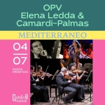 ORCHESTRA DI PADOVA E DEL VENETO & ELENA LEDDA, MAURO PALMAS, MAURIZIO CAMARDI | Mediterraneo Potrebbe essere un contenuto di pop art raffigurante violino, clarinetto e il seguente testo "OPV Elena Ledda & Camardi Camardi-Palmas Palmas MEDITERRANEO 04 07 PIAZZA PIAZZA EREMITANI ြ. Festival"