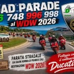 PARATA 916 748 996 998 al WDW2026 Potrebbe essere un'immagine raffigurante motocicletta, strada e il seguente testo "ROADP OAD:PARADE 916 748 996 998 al WDW 2026 WDW2026 DAT DATCE CLUB DUCATISTI AMICIDELLA AMICI DELLA 916 748 996 998 misano PARTENZA ORE 9:16 BAGNI ROMINA DI FRANKIE CHILI DUCATI 1926 00 2026 ANNI ANNIDIPASSIONE DI PASSIONE SABATO PARATA STRADALE Festeggia con o DAI BAGNI ROMINA DI FRANKIE CHILI DUCATI DESTINAZIONE WDW 2026! د Ducati il centenario di"