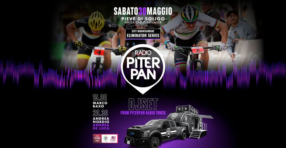 Evento Piterpan Dj Set – City Mountainbike Eliminator Series Pieve di Soligo TV Locandina Piterpan Dj Set – City Mountainbike Eliminator Series Pieve di Soligo TV - sabato 30 maggio ore 15:00 - 17:00
