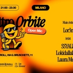 Quattro Orbite 🪐 Potrebbe essere un disegno raffigurante il seguente testo "GIO, GIO,07.05 21:00- 21:00-23:30 23:30 MILANO MILANO Quat MainArtist Orbite Open Mic Lor3n Artist ,.,11 BRUSCHETTI,11 ROCK'NROLL, VIAG. ROCK#ROLL ROLL ROCKN 一 MILANO Live Moment SSYALE Lokidallaluna Laura LauraMesiti Mesiti"