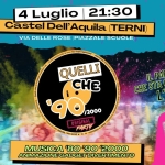 Quelli che i ’90/2000 | Il Party Show a Castel dell’Aquila (Terni) Potrebbe essere un disegno raffigurante il seguente testo "お GROOVE MILLENNIALOROOVE MILLENNIAL GROOVE PRESENTA 4 Luglio 21:30 Castel Dell' Aquila (TERNI) VIA DELLE ROSE PIAZZALE SCUOLE) MAGARD S 総 AE 2004 Cstel Dell Aquilai 20 DAAAT ==ت IL PARTY CONQUISTANDO SHOW CHE STA LITALIA ገፒ ALIA QUELLI CHE i 90 /2000 ORIGINAL े * PARTY ดอ2กมสมย 西年 INGRESSO LBERO MUSICA '80 '90 '2000 ANIMAZIONE GADGET DIVERTIMENTC"