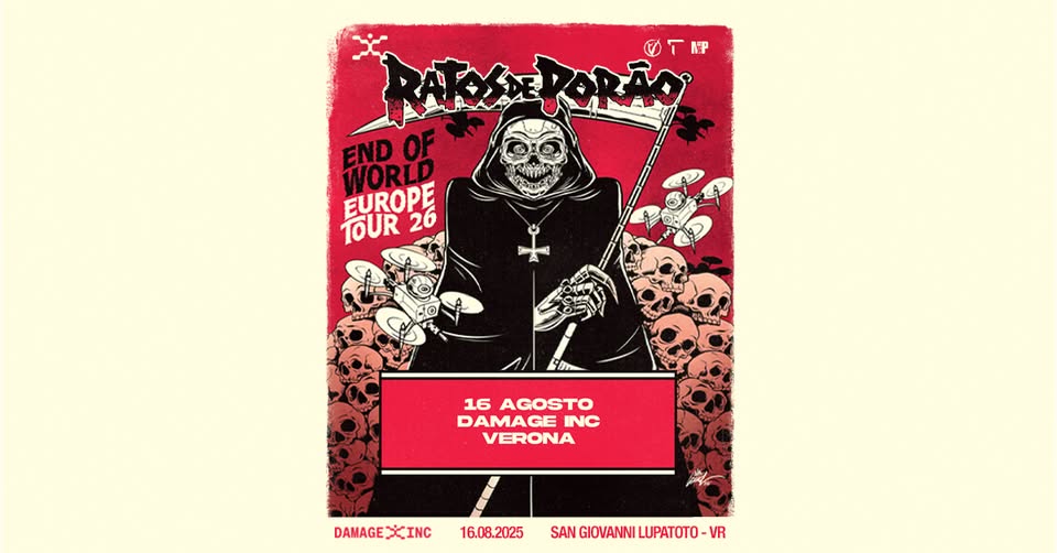 Evento Ratos De Porao @Damage Inc, Verona Locandina Ratos De Porao @Damage Inc, Verona - domenica 16 agosto ore 19:00 - 21:00