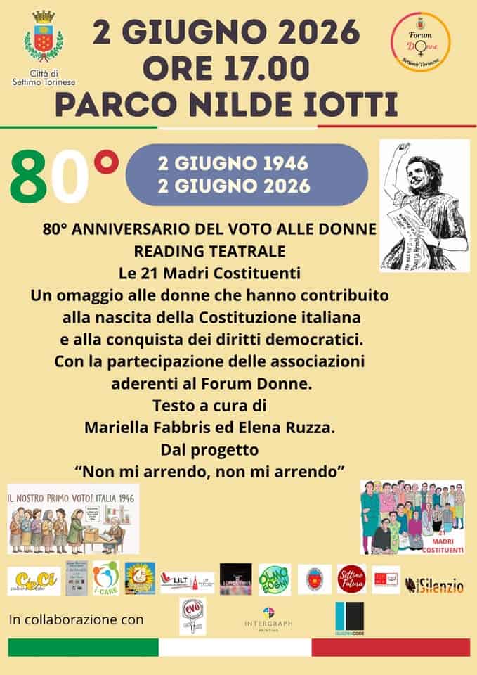 Evento Reading teatrale – 80° anniversario voto alle donne Locandina Reading teatrale – 80° anniversario voto alle donne - martedì 2 giugno ore 17:00 - 19:00