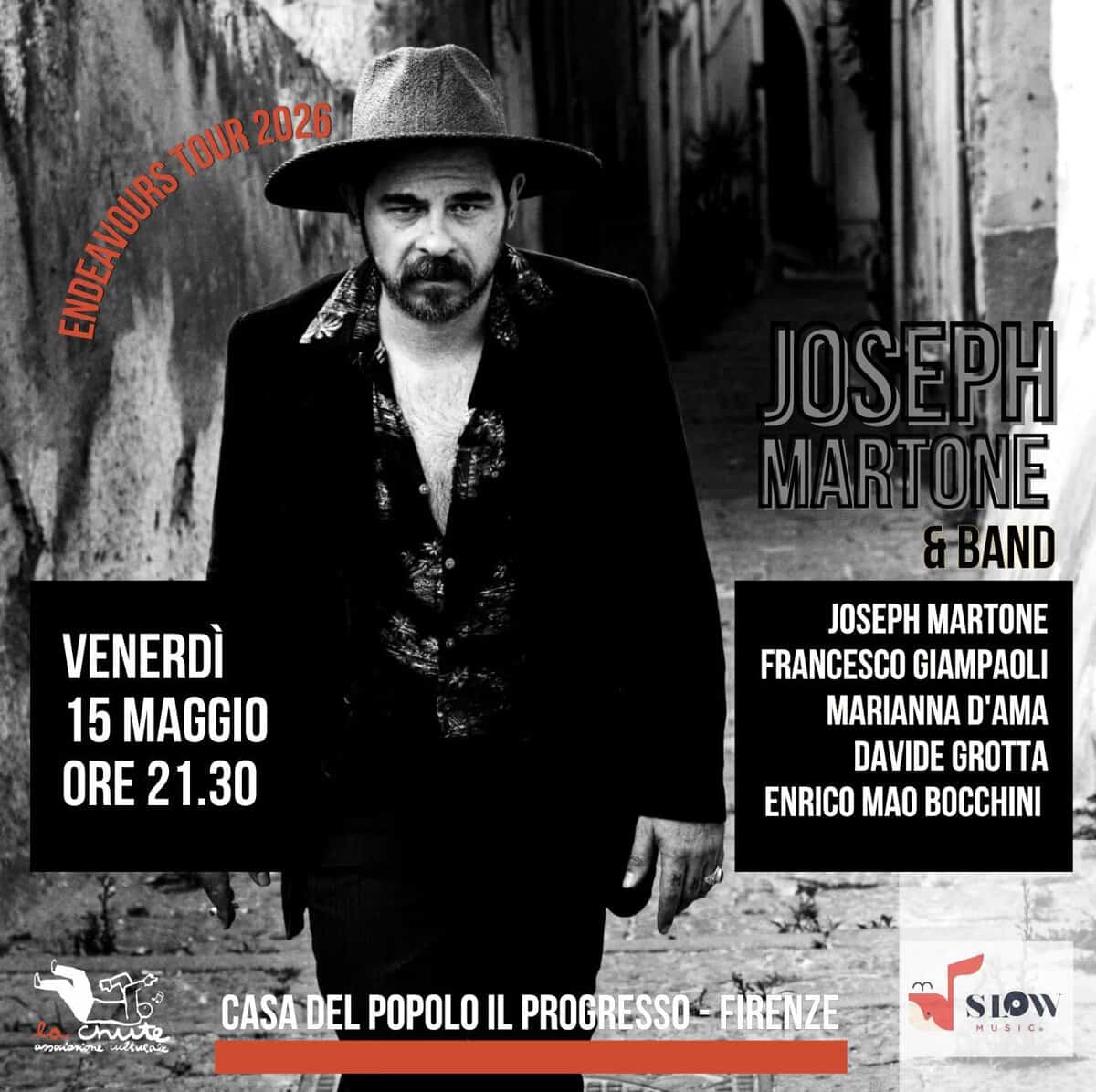 Evento redrum live 32 – JOSEPH MARTONE Band (IT – USA) – Endeavours Tour 2026 Locandina redrum live 32 – JOSEPH MARTONE Band (IT – USA) – Endeavours Tour 2026 - venerdì 15 maggio ore 21:30 - 23:30