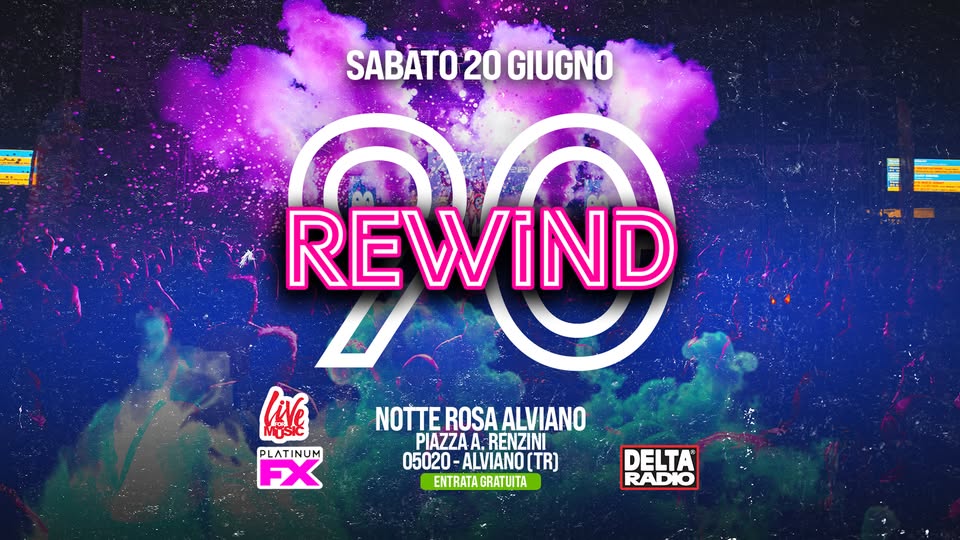 Evento Rewind90 – Alviano Tr Locandina Rewind90 – Alviano Tr - sabato 20 giugno ore 22:00 - 00:00