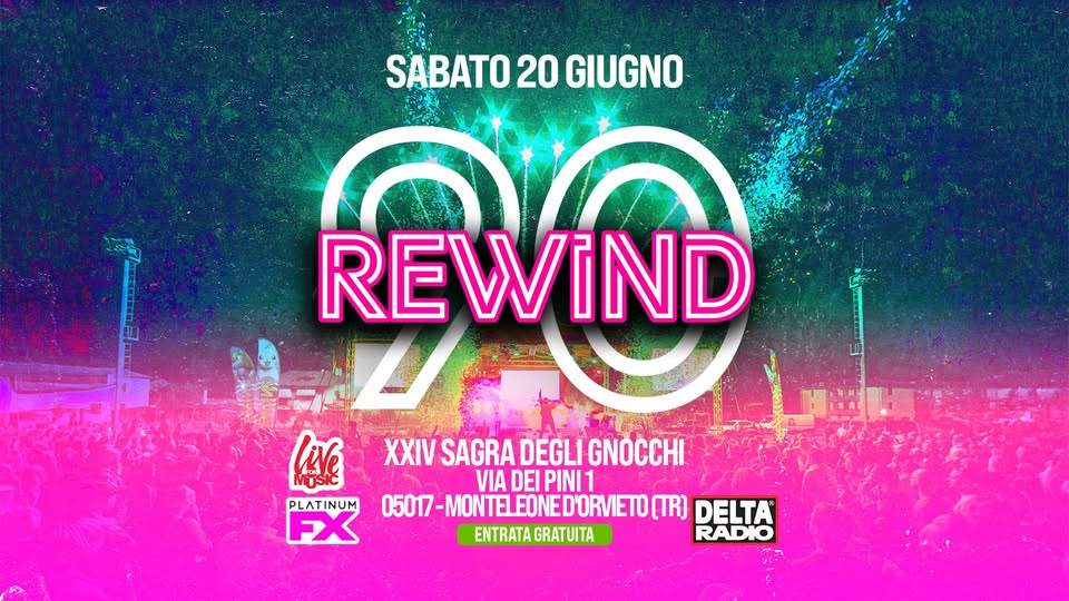 Evento Rewind90 – Monteleone D’orvieto Tr Locandina Rewind90 – Monteleone D’orvieto Tr - sabato 20 giugno ore 22:00 - 00:00