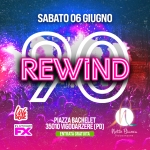 REWIND90 – VIGODARZERE PD Potrebbe essere un'immagine raffigurante il seguente testo "SABATO 06 GIUGNO REWIND REVVIND 4 MUSIC iNe 一 S PLATINUM FX PIAZZA BACHELET 35010 VIGODARZERE (PD) ENTRATA ENTRATAGRATUITA GRATUITA Notte NotteBianca Bianca VICO GA A RZER VIGOCARZERE RZ"