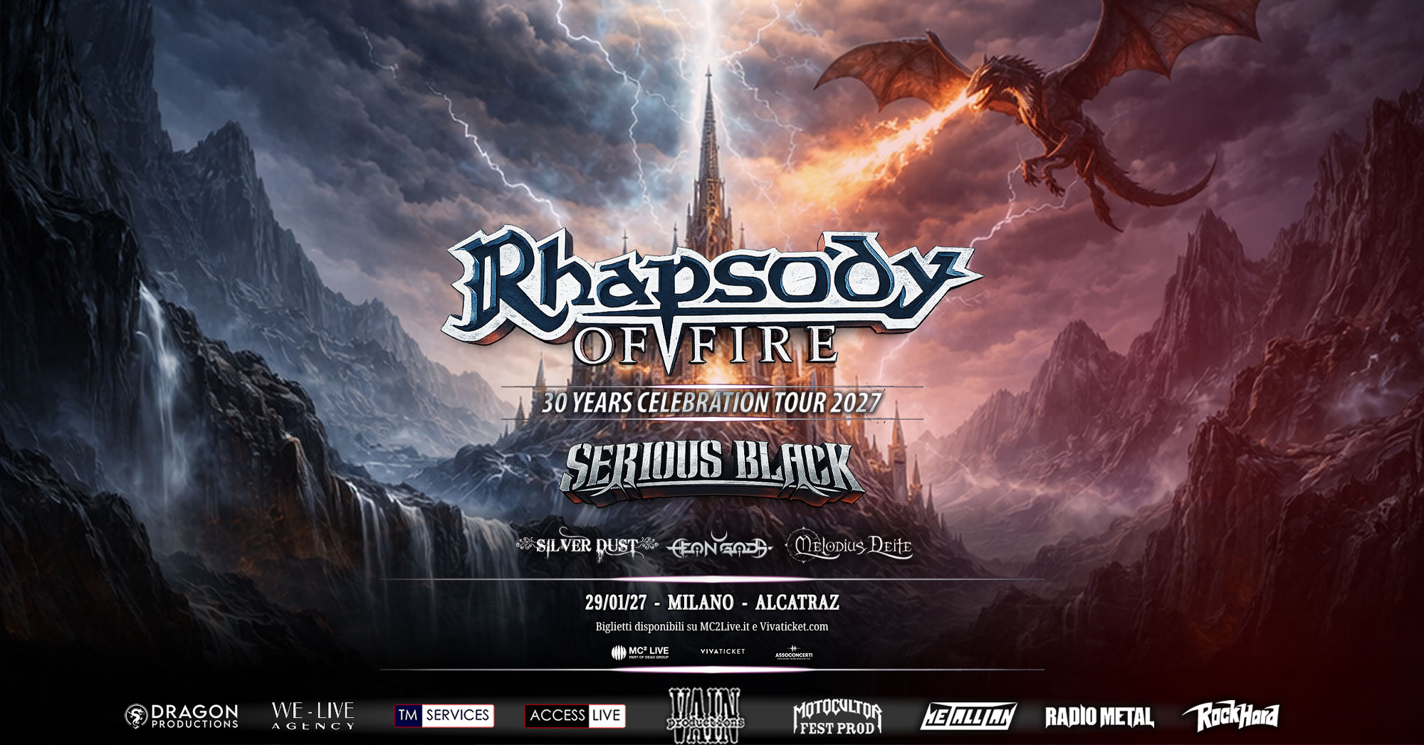 Evento Rhapsody Of Fire – Motorcultor Across Europe Milano, Alcatraz Locandina Rhapsody Of Fire – Motorcultor Across Europe Milano, Alcatraz - venerdì 29 gennaio ore 17:45 - 19:45