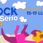 ROCK SUL SERIO 2026 Potrebbe essere un'illustrazione raffigurante chitarra e il seguente testo "Parco Carrara Villa di Serio 15-19 LUGLIC ROCK sul Serio 2026"