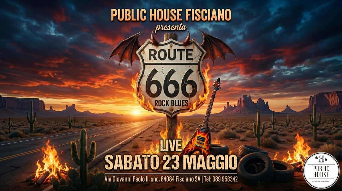 Evento Route 666 live al Public House Locandina Route 666 live al Public House - sabato 23 maggio ore 22:00 - 00:00