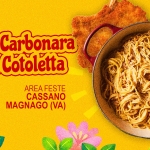 Sagra della Carbonara e Cotoletta ✦ Cassano Magnago (VA) Potrebbe essere un'immagine raffigurante pasta e il seguente testo "SAGRA DELLA DELLACarbon Carbonara edella Cotoletta 19-20-21 GIUGNO AREA AREAFESTE FESTE CASSANO MAGNAGO (VA)"