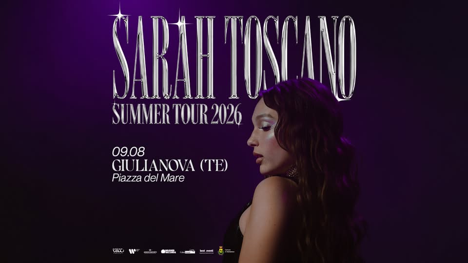 Evento Sarah Toscano – 09.08.26 – Giulianova, Piazza del Mare – INGRESSO GRATUITO Locandina Sarah Toscano – 09.08.26 – Giulianova, Piazza del Mare – INGRESSO GRATUITO - domenica 9 agosto ore 21:00 - 23:00