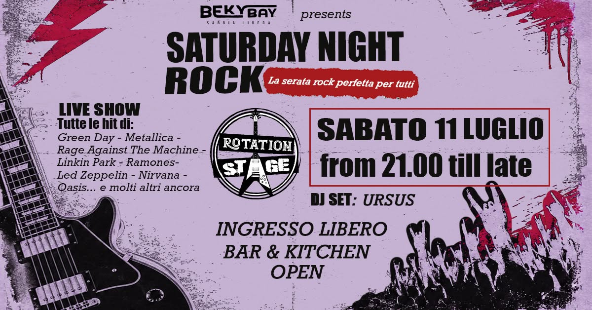 Evento SATURDAY NIGHT ROCK The Collective Live Experience – 11 luglio 2026 Locandina SATURDAY NIGHT ROCK The Collective Live Experience – 11 luglio 2026 - sabato 11 luglio ore 20:00 - 22:00