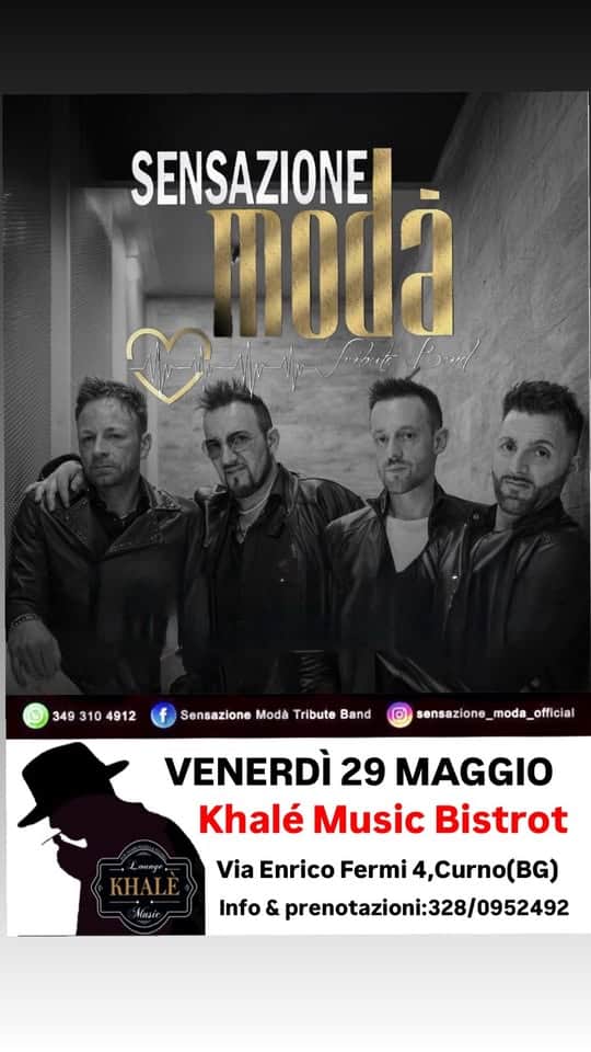 Evento Sensazione Modá live@Khalé Music Bistrot – Curno(BG) Locandina Sensazione Modá live@Khalé Music Bistrot – Curno(BG) - venerdì 29 maggio ore 21:30 - 23:30