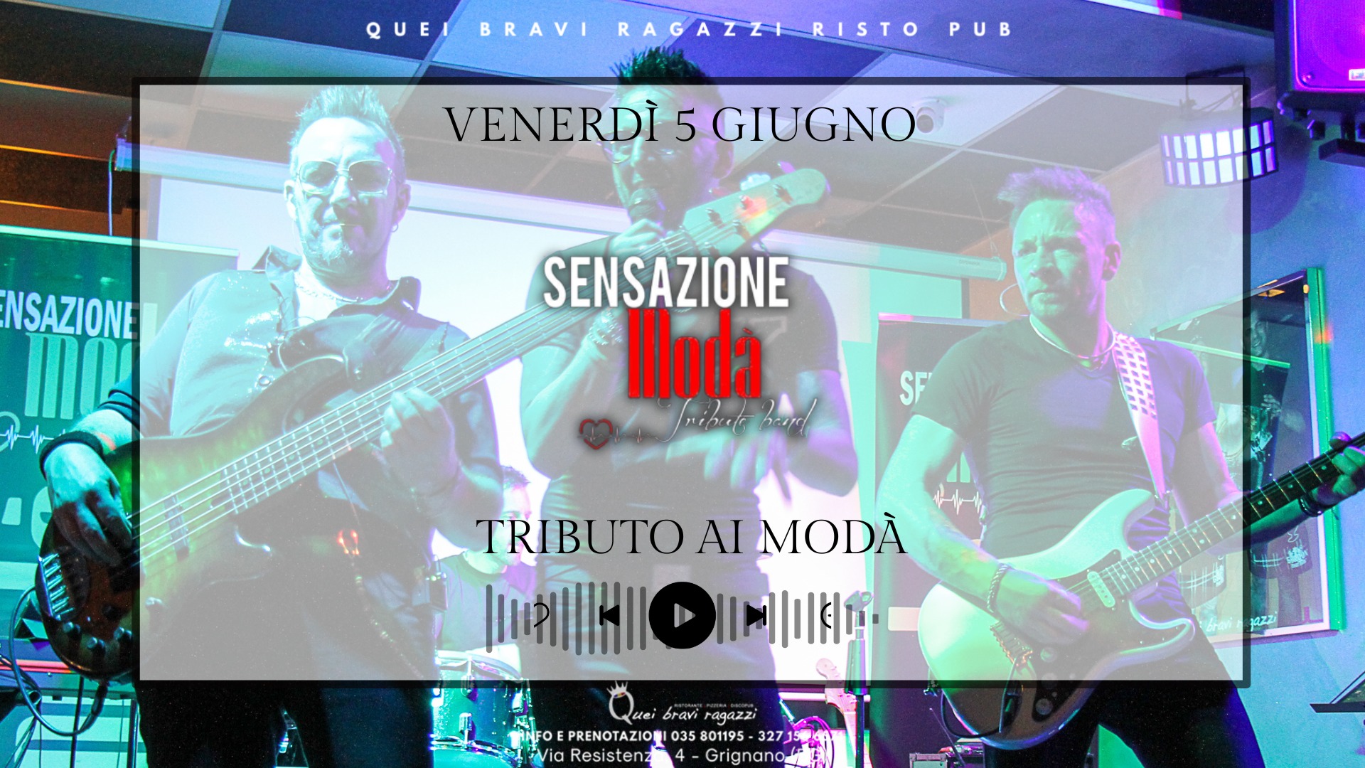 Evento Sensazione Modà – Tributo Ai Modà Locandina Sensazione Modà – Tributo Ai Modà - venerdì 5 giugno ore 20:00 - 22:00
