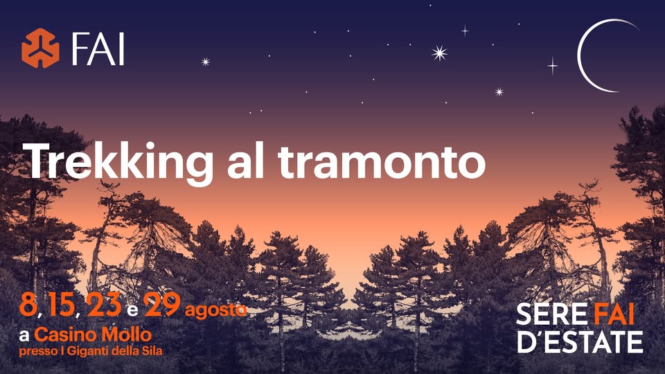 Evento SFE – Trekking al tramonto Locandina SFE – Trekking al tramonto - da sabato 18 luglio - sabato 29 agosto 2026 ore 17:00 ore 21:00