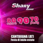 SHARYBAND alla “FESTA DI INIZIO ESTATE”, centro sportivo ed area manifestazioni – Cantarana (AT) Potrebbe essere un'immagine raffigurante una o più persone e il seguente testo "DOMENICA 31 MAGGIO haRy BAND 80 voglia زل 809070 90 70 party CANTARANA (AT) Festa di inizio estate"
