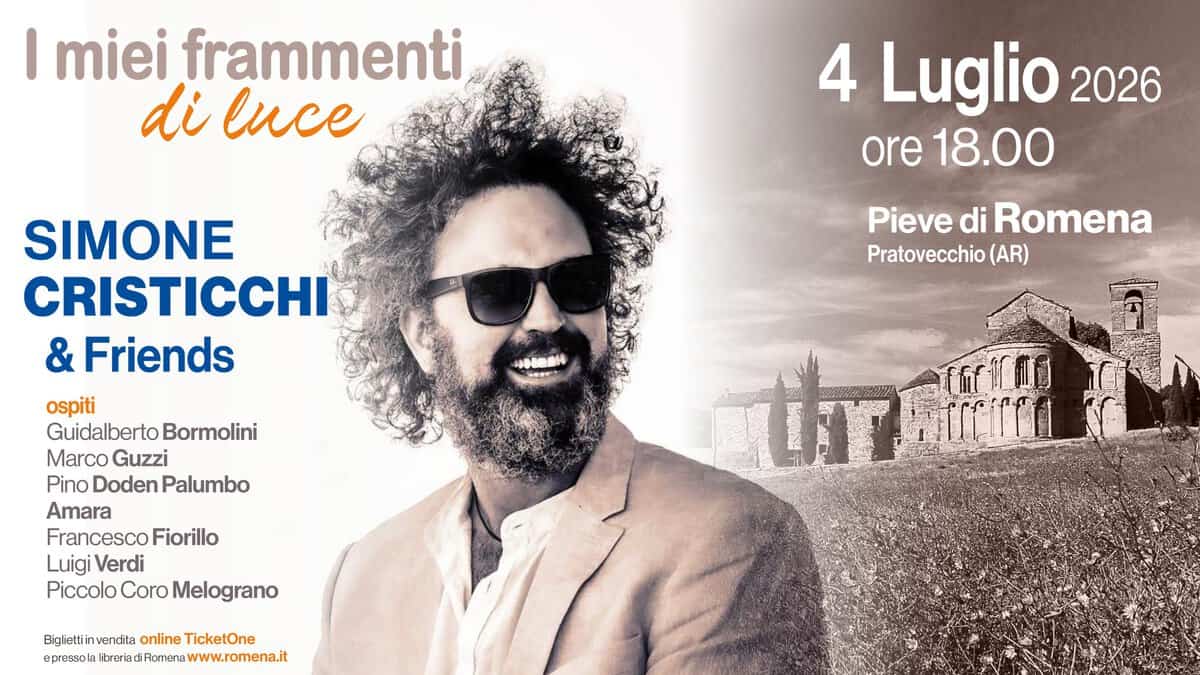 Evento Simone Cristicchi & Friends Pieve di Romena – AR Locandina Simone Cristicchi & Friends Pieve di Romena – AR - sabato 4 luglio ore 18:00 - 20:00