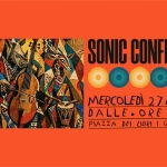 SONIC CONFLUENCE LIVE IN GAMMAZITA Potrebbe essere un disegno raffigurante il seguente testo "SONIC CONFLUENCE MERCOLEDÌ 13 /MAGGIO DALLE.ORE:21.00 ORE: 21.00 DALLE PIAZZA DEI LIBRI I GAMMAZITA"