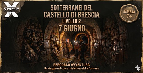 Evento Sotterranei del Castello di Brescia Liv 2 – i Bastioni – Visite guidate 7 giugno Locandina Sotterranei del Castello di Brescia Liv 2 – i Bastioni – Visite guidate 7 giugno - domenica 7 giugno ore 16:15 - 18:45