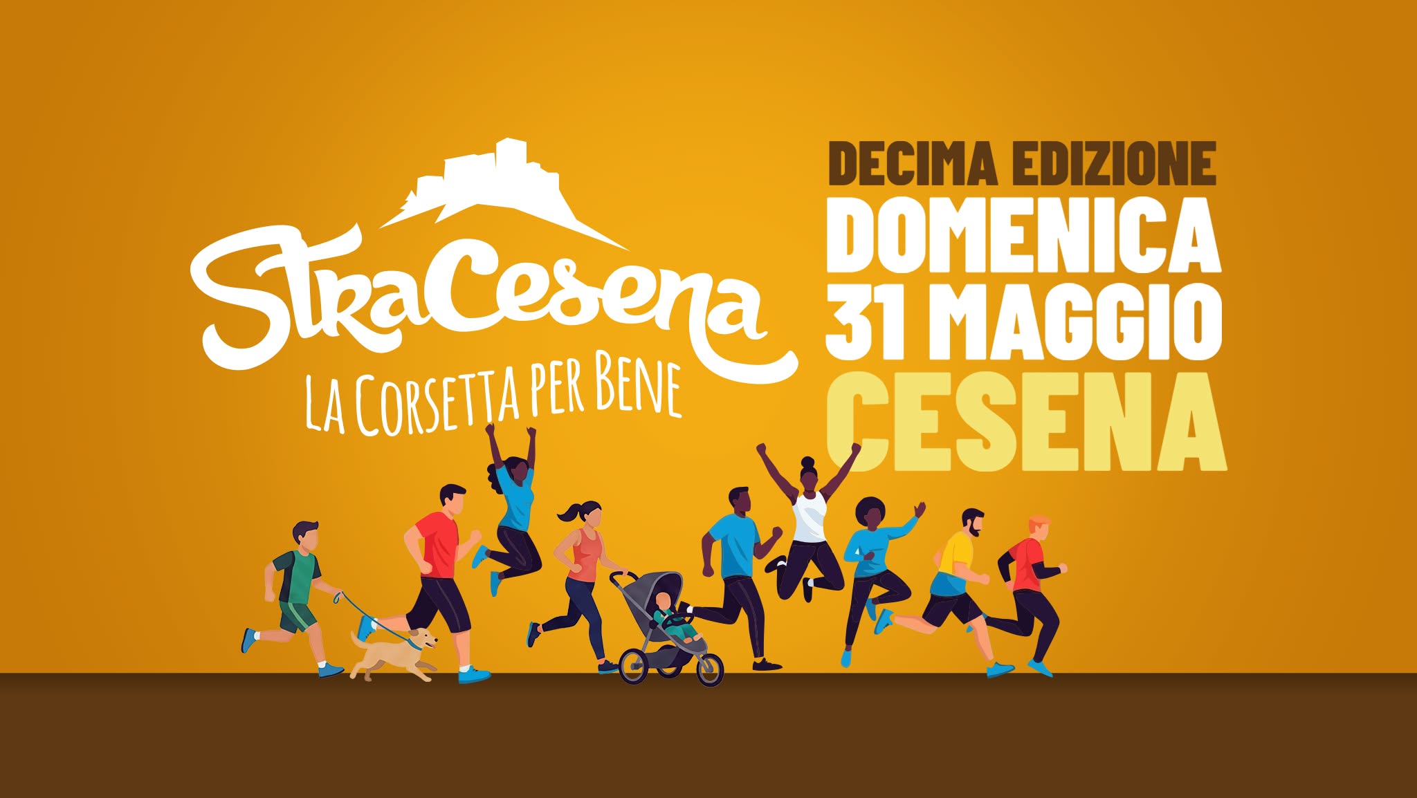StraCesena 2026 Potrebbe essere un'immagine raffigurante il seguente testo "DECIMA EDIZIONE Stka StraCesen DOMENICA DOM ENICA 31 MAGGIO LA CORSETTA Cesena PER BENE CESENA 神が吟"