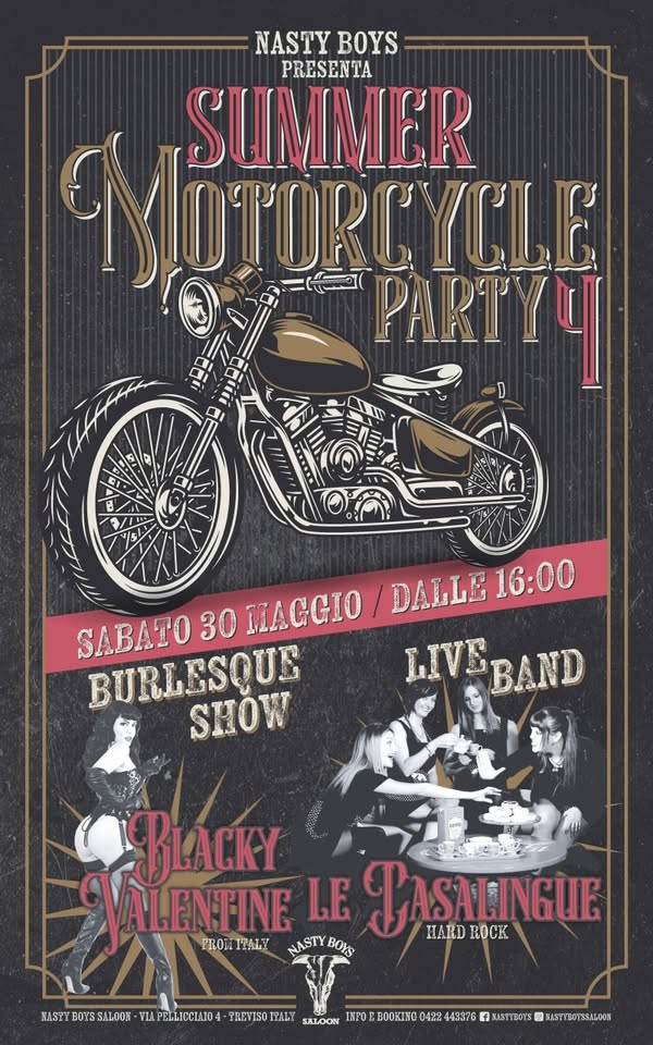 Evento Summer Motorcycle Party 4° Locandina Summer Motorcycle Party 4° - sabato 30 maggio ore 16:00 - 18:00