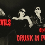 //THE DEVILS LIVE AT DRUNK// Potrebbe essere un'immagine raffigurante il seguente testo "THE DEVILS 01/06/2026 01/06 2026 DRỤNK IN PUBLIC"