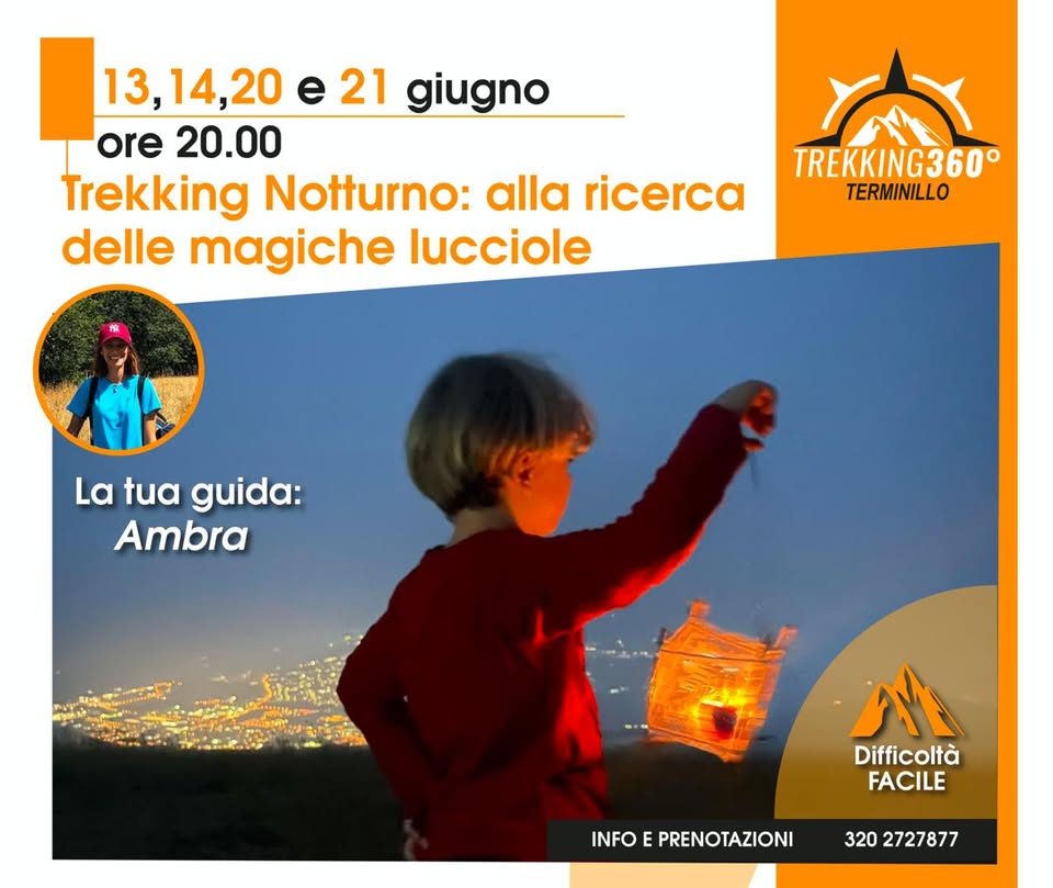 Evento Trekking Notturno alla ricerca delle Magiche Lucciole Locandina Trekking Notturno alla ricerca delle Magiche Lucciole - da sabato 13 giugno - domenica 21 giugno 2026 ore 20:00 ore 22:00