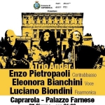 Trio Andar Enzo Pietropaoli, Eleonora Bianchini e Luciano Biondini A Palazzo Farnese Caprarola Potrebbe essere un'immagine raffigurante clarinetto e testo