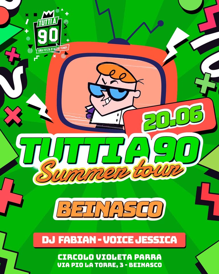 Evento Tutti A 90 Locandina Tutti A 90 - sabato 20 giugno ore 21:30 - 23:30