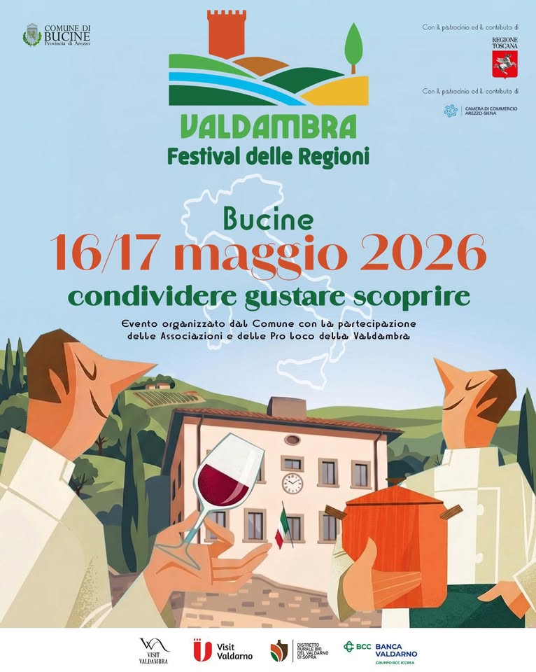 Evento Valdambra Festival delle Regioni Locandina Valdambra Festival delle Regioni - da sabato 16 maggio - domenica 17 maggio 2026 ore 15:00 ore 17:00